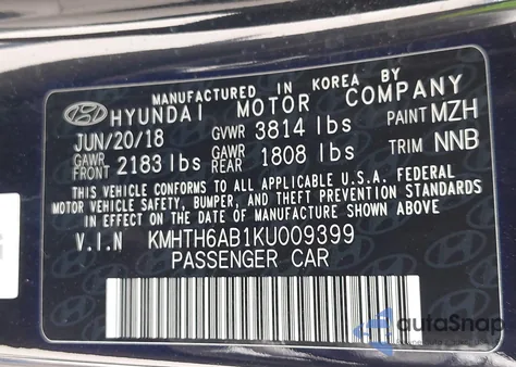 2019 Hyundai Veloster Turbo R-Spec from USA, damaged, VIN KMHTH6AB1KU009399